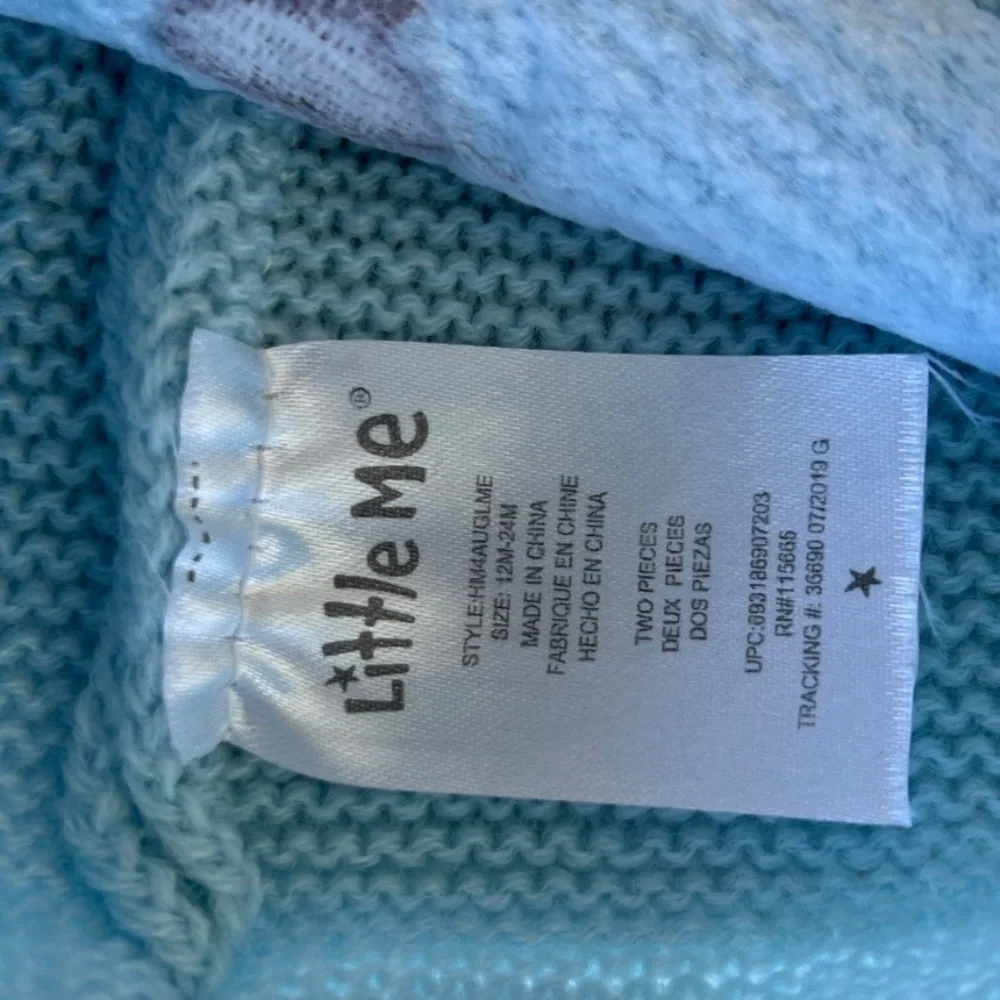 Little Me NWOT Size 12-24 Months Blue Knit Hat and Mittens Set